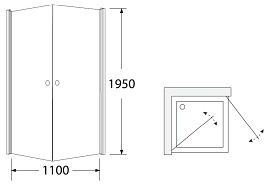 Kabina prysznicowa kwadratowa drzwi podwójne 90x90