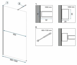 Czarna ścianka prysznicowa z półką i wieszakiem 100 cm Aero Black Evo Rea
