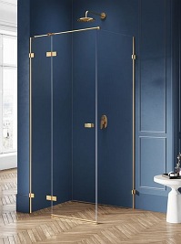 Złota szczotkowana kabina prysznicowa lewa 100x100 EXK-1758 Avexa Gold Brushed New Trendy