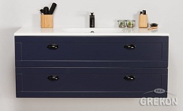 Wisząca szafka z umywalką granatowy mat 120 cm seria Grend Gante