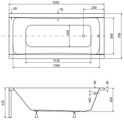 Wanna prostokątna 150 cm Optima Besco