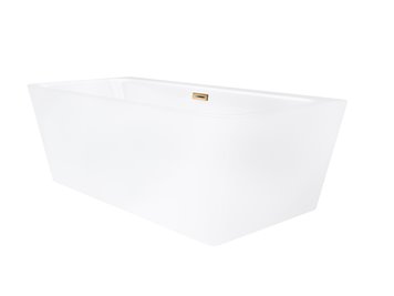 Wanna akrylowa, przyścienna wolnostojąca Iseo Corsan 160 cm korek klik-klak miedziany