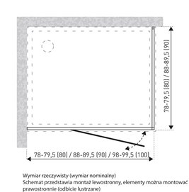 Chromowana kabina prysznicowa prostokątna 100x80 drzwi uchylne Long Chrom Kerra