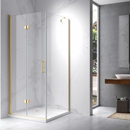 Złota kabina prysznicowa prostokątna drzwi pojedyncze składane 100x80 ZES-KZ20D-GL-100X80