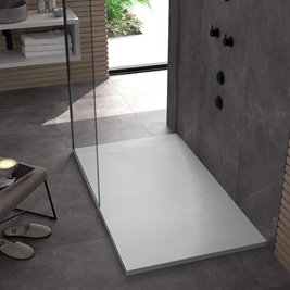 Brodzik prostokątny biały struktura kamienia smc 100x80 Bazalt White Rea