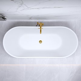 Wanna wolnostojąca czarno biała złoty przelew oraz korek 160 cm Rica Hydrosan