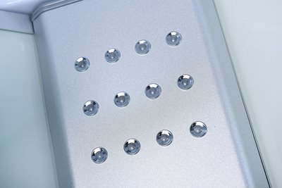 Kabina prysznicowa z sauną parową i hydromasażem półokrągła zabudowana biała 110x110 MO-0513DS