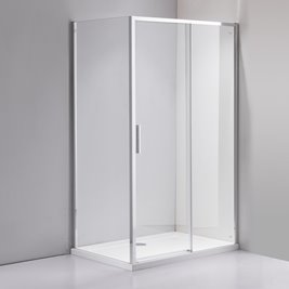 Chromowana prostokątna kabina prysznicowa Super Slim Nova 100x80 drzwi rozsuwane