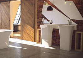 Umywalka wolnostojąca z konglomeratu biały mat Assos Matt Besco UMMB-A-WO