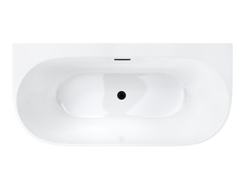 Wanna akrylowa, przyścienna wolnostojąca szeroka krawędź Mono Corsan 170 cm korek klik-klak grafit