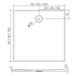 Brodzik kwadratowy 90x90 konglomerat kolor antracyt New Trendy Nex Shade B-0501