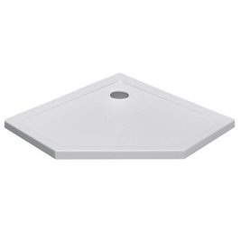 Biały brodzik prysznicowy pięciokątny 100x100 ST07C wysokość 5 cm