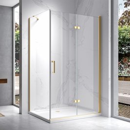Złota kabina prysznicowa prostokątna drzwi pojedyncze składane 120x90 ZES-KZ20F-GL-120X90