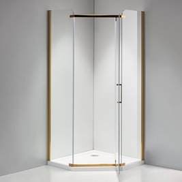 Złota kabina prysznicowa pięciokątna 90x90 drzwi uchylne  KZ91B