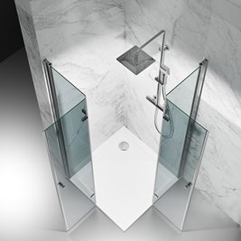 Kabina prysznicowa składana 70x85 cm szkło 6mm mrożone profile złoty mat Swiss Liniger