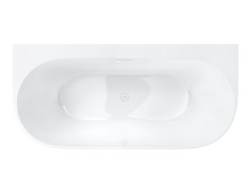 Wanna akrylowa, przyścienna wolnostojąca szeroka krawędź Mono Corsan 150 cm korek klik-klak biały