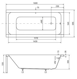 Czarno biała ryflowana wanna prostokątna z obudową 160 cm Modern Besco