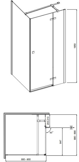 Złota kwadratowa kabina prysznicowa 90x90 prawa Pixa Gold Besco