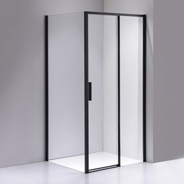 Czarna prostokątna kabina prysznicowa Super Slim Nova 100x90 drzwi rozsuwane
