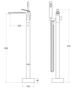 Bateria wannowa wolnostojąca chrom Aspira Besco BW-A-CH