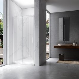 Białe drzwi prysznicowe do wnęki 115-120 cm rozsuwane szkło 8 mm KZ09C