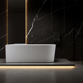 Wanna przyścienna złoty przelew oraz korek narożna lewa 140 cm Mera Hydrosan