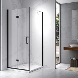 Czarna kabina prysznicowa prostokątna drzwi pojedyncze składane 110x90 ZES-KZ20E-BL-110X80