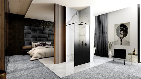 Czarna ścianka prysznicowa 100 cm czarna szyba Aero Ombre Rea