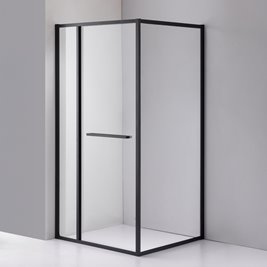 Czarna prostokątna kabina prysznicowa Kira 100x90 drzwi rozsuwane do wewnątrz