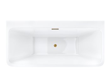 Wanna akrylowa, przyścienna wolnostojąca Iseo Corsan 170 cm korek klik-klak złoty szczotkowany