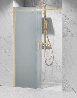 Drzwi prysznicowe rozsuwane prawe/lewe do wnęki 151-157 cm szkło 8mm mleczne profile złoty mat Swiss Liniger