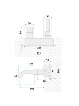 Bateria umywalkowa podtynkowa box Rea Lungo Diamond miedź