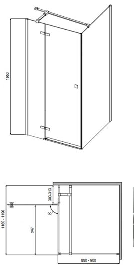Złota prostokątna kabina prysznicowa 120x90 lewa Pixa Gold Besco