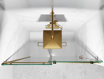 Drzwi prysznicowe rozsuwane prawe/lewe do wnęki 121-127 cm szkło 8mm przeźroczyste profile złoty mat Swiss Liniger