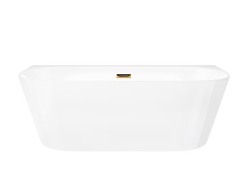 Wanna akrylowa, przyścienna wolnostojąca szeroka krawędź Mono Corsan 170 cm korek klik-klak złoty