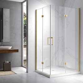 Złota szczotkowana kabina prysznicowa drzwi składane prostokątna 100x90 Z-KZ13A-GL-BR-100X90 zdjęcie 3