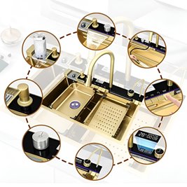 Zlewozmywak kuchenny stalowy jednokomorowy złoty ARGOS 68X46 ASI 304