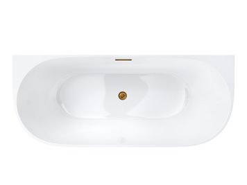 Wanna akrylowa, przyścienna wolnostojąca Mono Corsan 160 cm korek klik-klak złoty szczotkowany