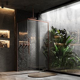 Miedziana szczotkowana kabina prysznicowa kwadratowa 90x90 Solar Rea