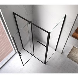 Czarna kabina prysznicowa prostokątna drzwi uchylne 120x80 KZ06DB