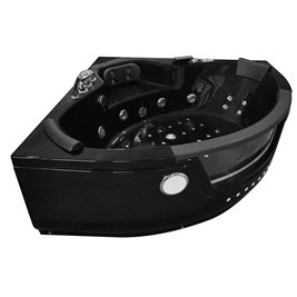 Czarna wanna z hydromasażem narożna Turbo+ 152x152 cm MO-1004