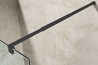 Ścianka prysznicowa 200 cm okucia czarne szkło pas mrożony 8mm Swiss Liniger