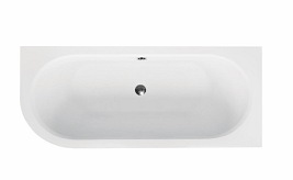 Czarno-biała ryflowana wanna asymetryczna akrylowa z obudową Avita Besco 170 cm Prawa