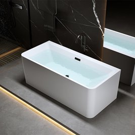 Wanna wolnostojąca czarny przelew oraz korek przyścienna 150 cm Sofia Hydrosan