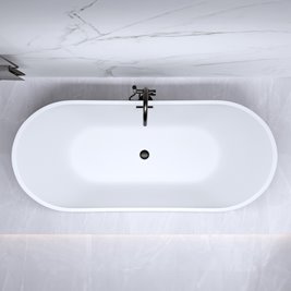 Wanna wolnostojąca czarno biała czarny przelew oraz korek 160 cm Rica Hydrosan