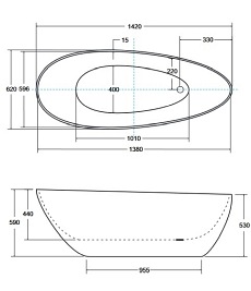 Wanna wolnostojąca z konglomeratu + klik-klak chrom Goya 142 B&W Besco