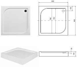 Brodzik kwadratowy 80x80 Oskar Besco