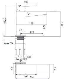 Bateria umywalkowa stojąca niska Fresh FR7110 CR Omnires