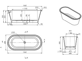 Wanna wolnostojąca biały połysk, Marble+ Paris 156 BP