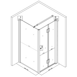 Kabina prysznicowa drzwi składane pojedyncze kwadratowa 90x90 KZ1180B